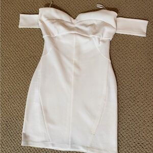 White Off-Shoulder Mini Bodycon Dress